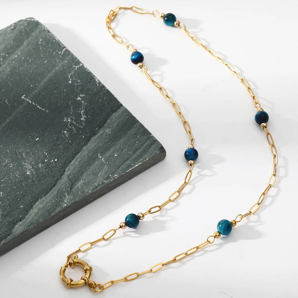 Blue Horizon Gold Stone Necklace